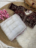 Gajari Coffee Color Super Semi stitched Saree Soft Fabric
