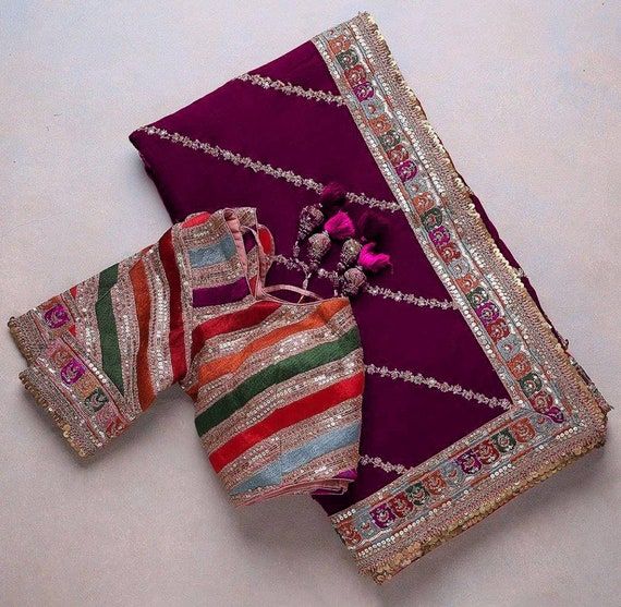 Multicolor Pashmina Silk Saree With Work