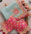 Sakshi Look Pinkora Saree With Stone and Craft Work